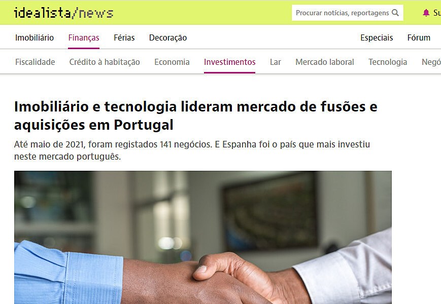 Imobilirio e tecnologia lideram mercado de fuses e aquisies em Portugal